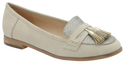 Grey 'Tully' ladies faux suede slip on loafers